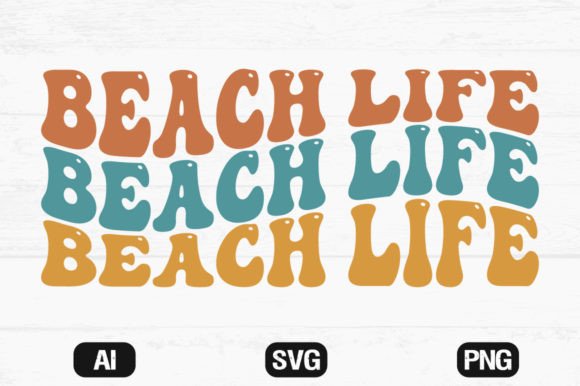 Beach Life Wavy Retro Svg File Deigns
